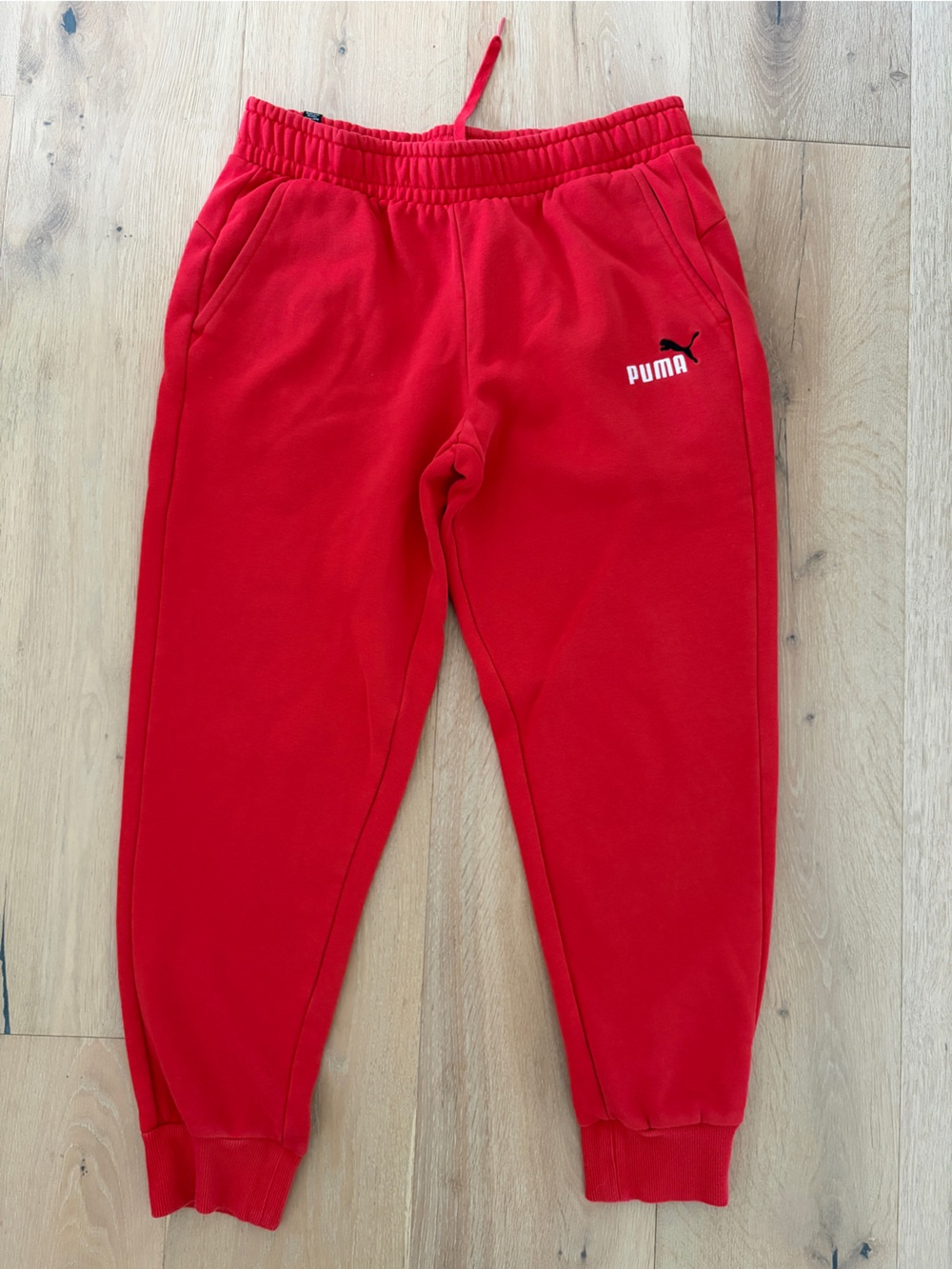 PUMA Men’s Red Fleece Sweatpants Joggers Size Large L Drawstring Logo*N12